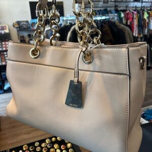 ALDO Beige Shoulder Bag with Gold Chain Handles